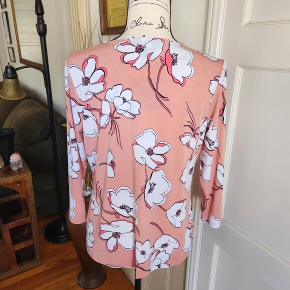 Liz Clairborn Career Pink Floral Blouse Sz PM - Picture 5 of 9